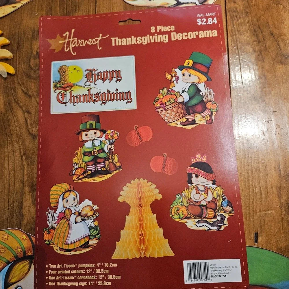 Vintage Beistle Harvest Thanksgiving Decorama 6 Pc Wall Decoration Set USA